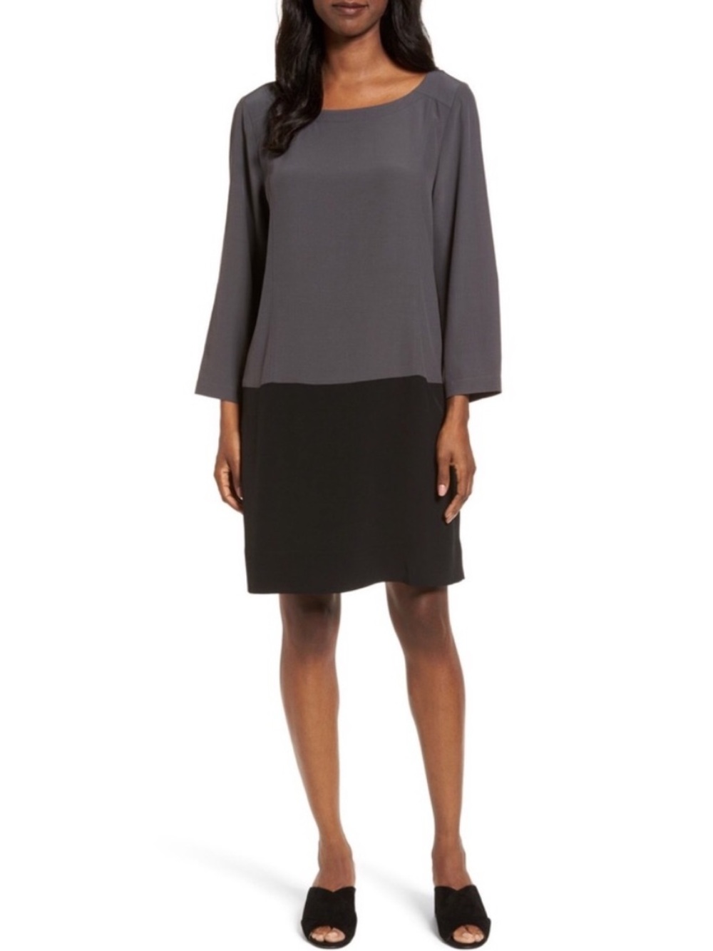 Eileen Fisher Colorblock Shift Dress Sz M